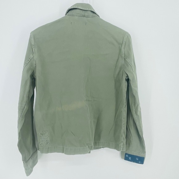 ALLSAINTS Jemma Military Utility Jacket Shacket size 2 Green Distressed Patch - Picture 10 of 15